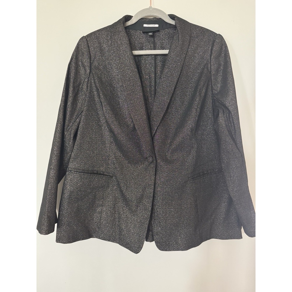 Lane Bryant Bryant Blazer Size 20 Black Gold Metallic Shimmer Plus Size Jacket